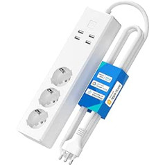 „Meross Italian Power Strip“ su „Intelligent HomeKit“, „16A Smart WiFi“ su 3 „Schuko 4“ USB prievadais, apsauga nuo perkrovos, suderinama su „HomeKit“, „Alexa“, „Google Home“, „SmartThings“