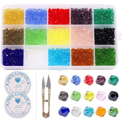 Rustark 4mm 1800 vnt. kristalų stiklo karoliukai Bicone Faceted Spacer karoliukai asorti padengimo spalvos karoliai papuošalų gamyba (15 spalvų)