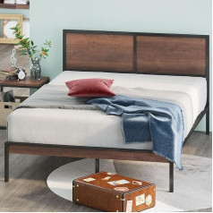 ‎Zinus ZINUS Mory viengulės lovos rėmas - lova 90 x 190 cm - 30 cm aukščio - metalinis ir medinis lovos rėmas su padalytu galvūgaliu - rudos ir juodos spalvos