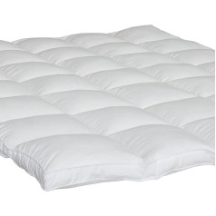 Sufuee Dvivietis 5 cm baltas dygsniuotas mikropluošto čiužinys Minkštas hipoalerginis su 4 elastingais kampiniais dirželiais - dvivietis (137 x 190 cm)