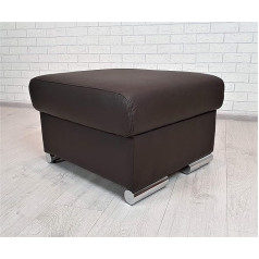 Quattro Meble Tamsiai ruda tikros odos taburetė su saugojimo vieta taburetė Karvės odos sėdynės kubas 60 x 55 cm Kojų taburetė Minkšta taburetė Tikra oda Puff Leather MDR Tamsiai ruda