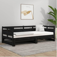 Junzai Išskleidžiama dienos lova, sofa lova, miegamoji sofa, sofa lova, sofa lova, sofa lova, sofa lova, dienos lova, sofa lova, jaunimo lova, juoda pušies masyvas 2 x (90 x 200) cm