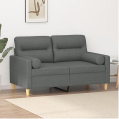 Barash 2 vietų sofa su dekoratyvinėmis pagalvėlėmis tamsiai pilka 120 cm audinys Mažas fotelis Maža sofa lova
