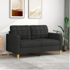 Camerina 2 sėdimų vietų sofa juoda 140 cm audinys Šiuolaikinė 2 sėdimų vietų sofa maža sofa su porankiu svetainei / namams / biurui