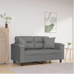 CIADAZ 2 vietų sofa su pagalvėlėmis tamsiai pilka, 120 cm, mikropluošto audinys, poilsio sofa, sofos ir kušetės, poilsio sofa, sofa į kambarį, sofa su miegojimo funkcija - 3200967