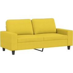 vidaXL Sofa 2-vietė, poilsio sofa sofa su atlošais, svetainės sofos dizainas, sofa su metaliniu rėmu, sėdimieji baldai, dvivietė, šviesiai geltonas audinys