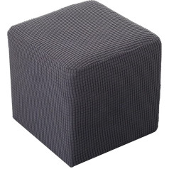 CLGTY Osmanų Slipcover Stretch, Žakardas Spandeksas taburetės dangtelis su elastinga baze Mažos patikros Plisuotos dangtelis Osmanų minkštas skalbiamas sofos dangtelis gyvenamasis kambarys Pilka kvadratas