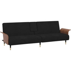 Funchic Universali sulankstoma sofa lova su puodelių laikikliais - linksma elegantiška juoda aksomo sofa lova, taupanti erdvę - juoda