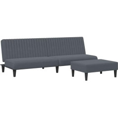vidaXL 2 dalių sofos komplektas, sofa lova su pakoja, sulankstoma lova, sulankstoma sofa su miegojimo funkcija, sofa lova, tamsiai pilkas aksomas