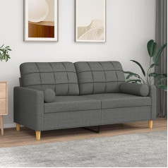 Zeyuan 3200783 2 vietų sofa su dekoratyvinėmis pagalvėlėmis tamsiai pilka 140 cm audinys, Sofos ir kušetės, Sofa svetainė, Sofa paauglių kambariui, Sofa poilsiui, Sofa miegamajam, Miegamojo sofa, Minkšta sofa