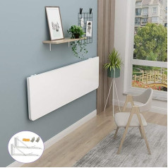Lqssa Baltas plaukiojantis sieninis sulankstomas stalas, daugiafunkcinis sulankstomas stalas, sieninis kompiuterio stalas/120 * 60Cm/47 * 24In