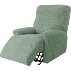JHLD Stretch Armchair Cover, Relaxing Chair, Set of 4 Recliner Chair Covers, Jacquard Recliner Chair Cover, Non-Slip Recliner Covers, Removable, Washable, for Living Room, Green, 1 Seater