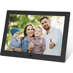 10,1 colio skaitmeninis nuotraukų rėmelis 1280 x 800P Muzikos nuotraukų vaizdo grotuvas su nuotolinio valdymo pultu / kelių skaidrių rodymas / kalendorius / laikrodžio žadintuvo funkcija Juoda