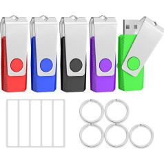 TEWENE USB atmintinė 8GB 5 Stück Set,USB Speicherstick Flash Drive Memory Stick,High Speed USB 2.0 Mehrfarbig Rotate.