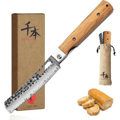 SENBON 440 Kaltas nerūdijančio plieno kempingo duonos peilis Aštrus japoniškas sulankstomas nešiojamas kelioninis duonos peilis Alyvuogių rankena Konditerijos peilis