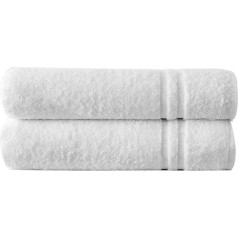 Towelogy® 100 % egiptietiškos medvilnės vonios rankšluosčiai 550 gsm Viešbučio kokybės skalbimo mašinoje šviesiai balti Barton (2 vonios lapai)