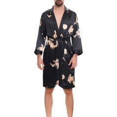 Allthemen Satin Bathrobe with Trousers Vyriškas šilkinis chalatas Lengvas kimono ilgas namų paltas Satin Robe