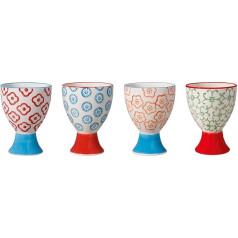 Bloomingville Emma Retro kiaušinių puodeliai Skersmuo 5 x aukštis 7 cm Raudona mėlyna oranžinė žalia keramikos rinkinys, 4 vnt.