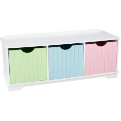 KidKraft Nantucket Aufbewahrungsbank aus Holz in Pastellfarben mit 3 Schubladen, Kinderregal Spielzeugschrank, Spielzeug-Organizer, Spielzeugregal für Kinderzimmer, 14565