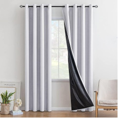 MIULEE Užuolaidos 100% Blackout Užuolaidos Nepermatomos Užuolaidos Eyelet Užuolaidos su kilpelėmis gyvenamajam kambariui Miegamasis 140 x 260 cm Balta