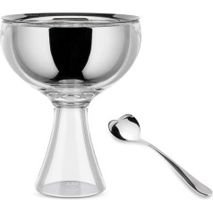 Alessi Big Love AMMI01S I - rinkinys Bestehend aus Einem Eisbecher und ein Eislöffel, aus Edelstahl 18/10 und Thermoplastischem Harz Glänzend Poliert, Eisgrau