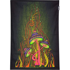 PSYWORK Juoda šviesa Audinys Plakatas Neon Magic grybų rožinė 0,5 x 0,7 m UV-aktyvus fluorescencinis sienos kabinti audinio Banner plakatas Sienų menas spausdinti Dekoratyvinis paveikslas apdaila gobelenas