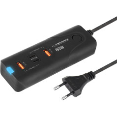 EZC109 tinklo įkroviklis 60w 2x usb-c pd 30w / 2x usb-a qc 3.0 18w