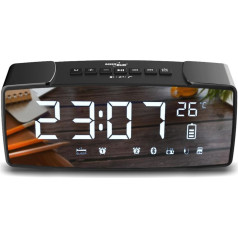 radijo žadintuvas bluetooth 4.2, fm, aux-in, 6w, temperatūra, žadintuvas, laikrodis, baterija 2200mah gb200