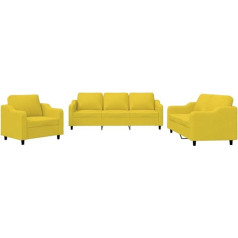 Vidaxl Sofos komplektas 3 dalių, fotelis sofa su pagalvėlėmis, sofa svetainės sofa su porankiais, sofos komplekto dizainas sofos sėdimieji baldai minkšti baldai, šviesiai geltonas audinys