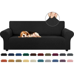 ‎Kekuou KEKUOU Stretch Sofa Slipcovers 1 gabalas Spandex Sofa Sofa Cover skalbiamas Žakardas Baldų apsauga Minkštas su elastinga apačia vaikams Pet Black