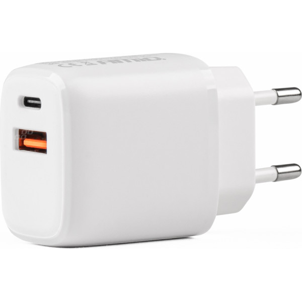 Maitinimo įkroviklis pro-09 usb + usb-c 20w greitojo įkrovimo 230v -02935