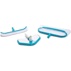 INTEX 29057E Deluxe Poolreinigungsset für Aufstellpools: inkl. Gilus tinklinis skimeris - Gebogene Wandbürste - Vakuumkopf