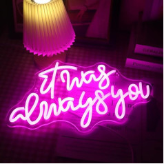 QiaoFei LED It Was Always You Neon Sign with Dimmer Switch Decoration for Wedding, Engagement, Birthday Party, Wall Decor for Bedroom, Living Room, Bar and Difts for Loved Ones
