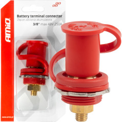 Akumuliatoriaus maitinimo jungtis raudona plius su dangteliu 3/8 m10 12v 24v 48v 250a -03814