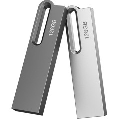 JOIOT USB atmintinė 128 GB 3.0, 2 vnt., USB atmintinė 3.0, USB-C atmintinė, didelės spartos duomenų saugykla ir lengvas perkėlimas C tipo mobiliajam telefonui, juoda + sidabrinė