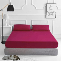 EXQUIZIT HOME Plain Poly medvilnės Percale Fitted Sheet su atitinkamais pagalvių užvalkalai Lengva priežiūra Butas lapas King Size