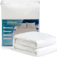 ZOUK Premium Bambuko čiužinio apsauga, 100 % bambuko audinys, vandeniui atsparus antklodės užvalkalas, apsaugantis nuo alergijos, apsaugotas nuo vabzdžių (karališkas dydis (150 x 200 + 35 cm)