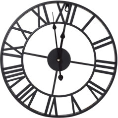 lyrlody sieninis laikrodis, 40/60/80 cm metalinis tylusis geležinis romėnų skaitmeninis laikrodis Antikvarinis derliaus dizaino sieninis laikrodis, skirtas svetainei, virtuvei, miegamajam, biurui, viešbučiui, barui (40 cm)