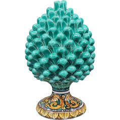 Sicilia Bedda - Sicilijos kūgiai su dekoruotu pagrindu - Majolik modelis - Caltagirone keramika (aukštis 25 x 15, žalias)