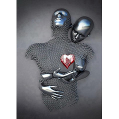JNAOZI 3D Lovers Skulptūra Plakatas Metalinė figūra Statulėlė Drobė Tapyba Meilė apkabinti Plakatas Abstraktus drobės paveikslas Plakatas be rėmelio (Plakatas 03.60 x 90 cm x 1 vnt.)