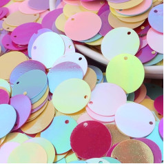 Blizgučiai siuvimui, blizgučiai, 15 mm, PVC, plokšti, apvalūs, blizgučiai, laisvas blizgučių apvadas, blizgučių audinys drabužių siuvimui, 50 g (Spalva: raudona, Dydis: 0,59 cm)