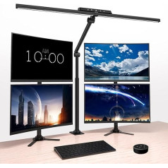OOWOLF stalinis LED viso spektro šviestuvas - 24 W, 81,5 cm, 81,5 cm, valdymo gestais ir nuotolinio valdymo apšvietimo stalinis šviestuvas, 5 spalvų režimai, apsaugantis nuo atspindžių, skirtas daugiafunkciniam namų biurui, vaizdo įrašų kūrimu