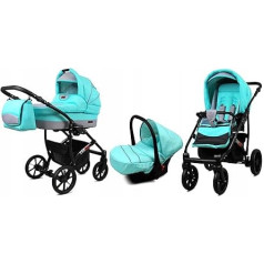 BabyLux® Bambimo 3-in-1 vežimėlio komplektas - Largo - su vaikišku vežimėliu, sportiniu vežimėliu, automobiline kėdute - automobiline kėdute - vežimėlio komplektas - kombinuotas vežimėlis su persirengimo krepšiu, apsauga nuo lietaus ir kt.