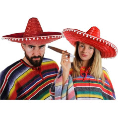 ILOVEFANCYDRESS meksikiečių poros kostiumų drabužiai = 2 Pončo + 2 SOMBEROS + 2 stori plastikiniai cigarai + 2 meksikietiški ūsai = karnavalas