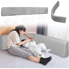 YUENFONG 200 cm lovos turėklas, lovos apsauga, apsauga nuo kritimo vaikams, klastingas vaikų lovos turėklas, šoninė apsauga su 5 reguliuojamomis skylutėmis, apsauga nuo kritimo, lininė pilka spalva