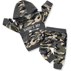 Verve želė mažylis kūdikių berniukų drabužiai laiškas spausdintos Hoodie džemperis Tops + kamufliažas ilgos kelnės 2 dalių pavasario rudens apranga rinkinys
