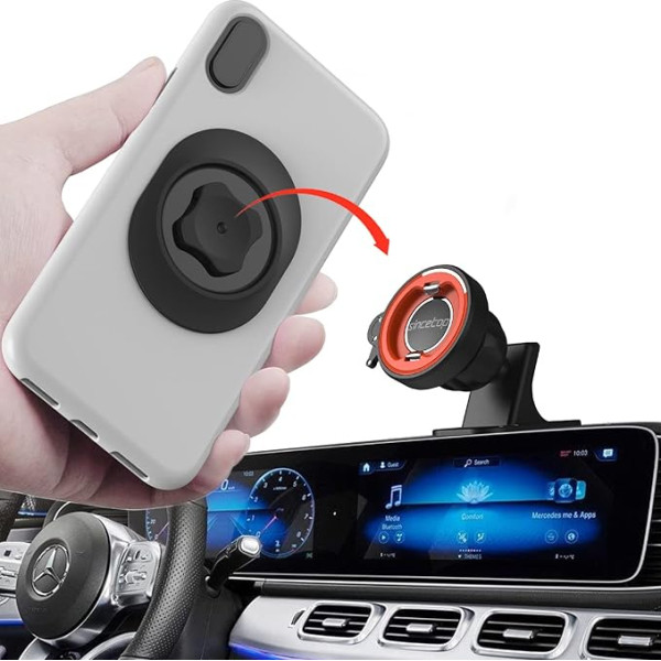 Automobilinis telefono laikiklis be magneto, klijuojamas ant prietaisų skydelio, pasukamas 360° kampu, universalus telefono laikiklis su 