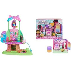 „Gabby's Dollhouse“ 6061583 „Gabby's Dollhouse Transforming Tree House“ žaidimų rinkinys su šviesomis ir 2 figūrėlėmis ir prabangus „Gabby's Dollhouse“ kambarys, „Saldžių sapnų“
