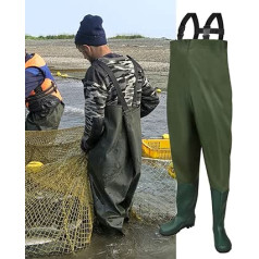SWANEW Waders žvejybos kelnės 70D nailono kompozicinės PVC tvenkinio kelnės su neslystančiais Velingtono batais, kelnės potvyniams, tinka statybvietėms, žvejybai, ūkiams, sodams