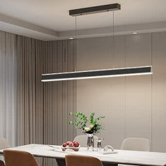 120 cm pritemdomas modernus LED pakabinamas šviestuvas, liustra šviesa, 10% -100% ryškumas, reguliuojamas nuotolinio valdymo pulteliu, virtuvės salos šviestuvai su 3000/4500/6000 K, 3 spalvų valgomojo, biuro šviestuvai